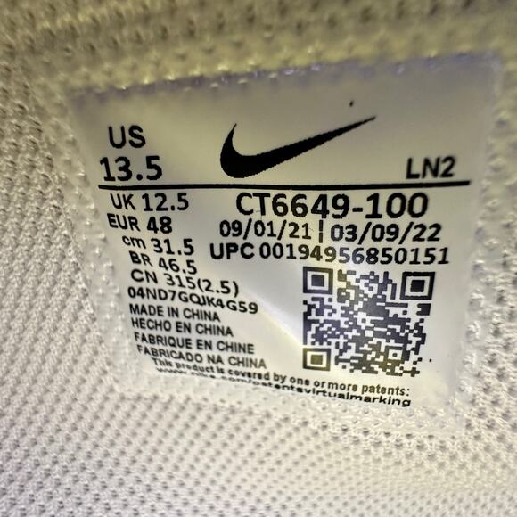 Size 13.5 Nike Alpha Menace Pro 3 White Black Football Cleats DH3292–100 NEW - Picture 10 of 13